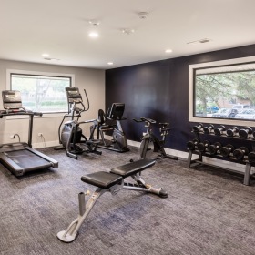 a gym with exercise equipment
